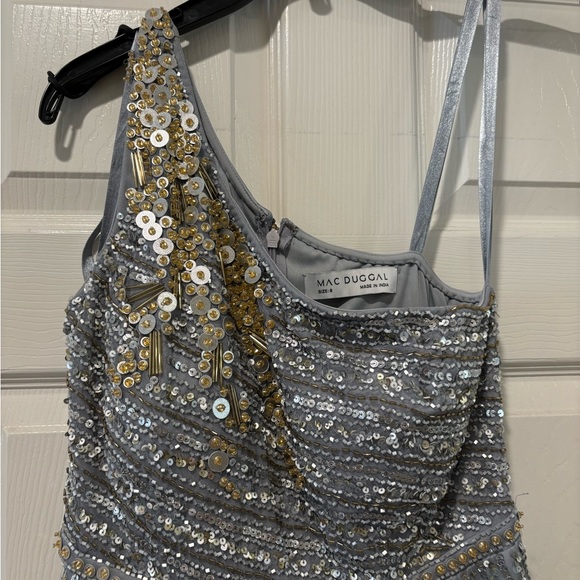 MAC DUGGAL EMBELLISHED ONE SHOULDER A-LINE GOWN - Picture 3 of 11